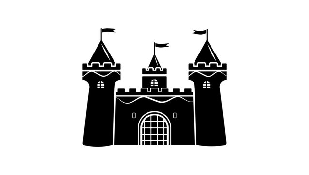Medieval stronghold, black isolated silhouette