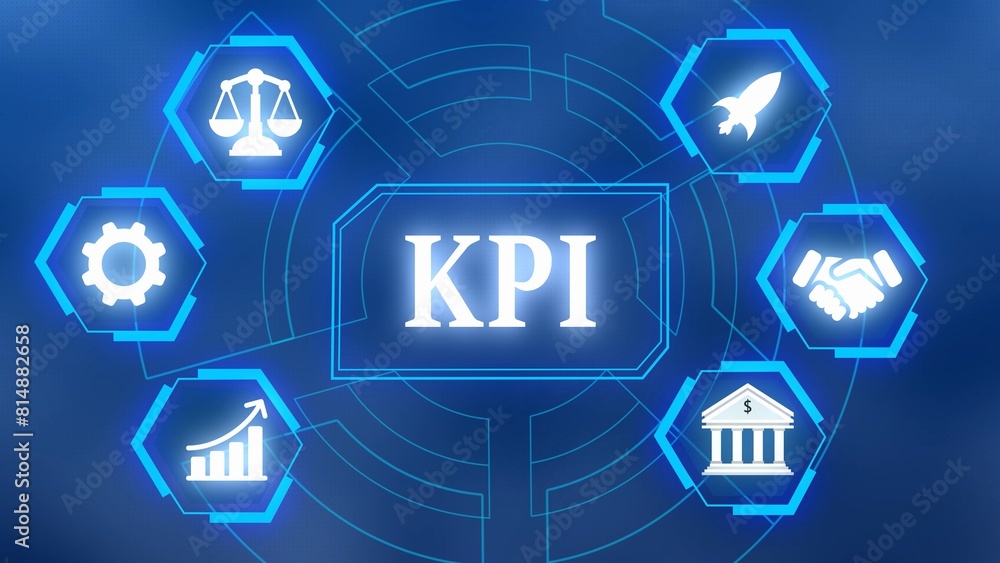 Aufkleber technology business concept with kpi. kpi key performance indicator for business concept with techno