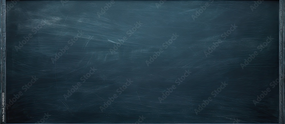 Poster a dark blue chalkboard with traces of erasing featuring a full surface frame and a textured backgrou