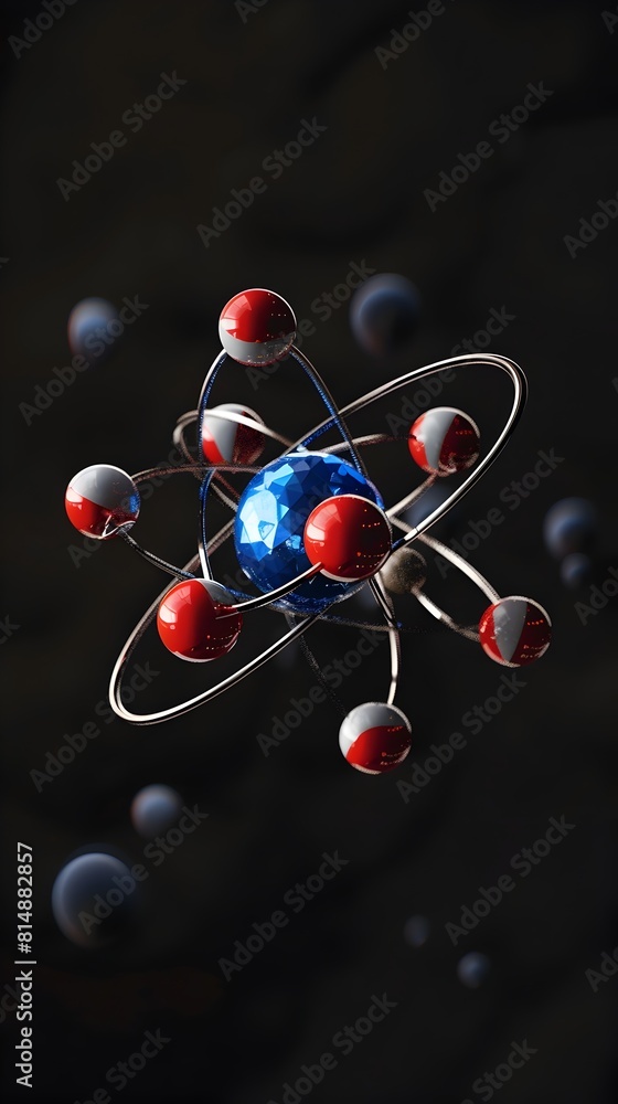 Poster visualizing the atomic structure and electron of a sodium ion