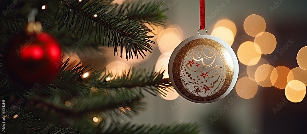 Poster decorative items hung on a christmas tree designed to enhance its beauty and bring a festive atmosph