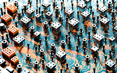 Obraz premium abstract motherboard landscape made of electronic components