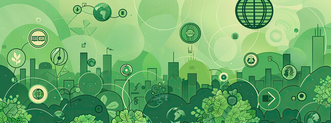 Net zero and carbon neutral concept Net zero greenhouse gas emissions target Climate neutral long term strategy with green net zero icon and green icon on green circles doodle back