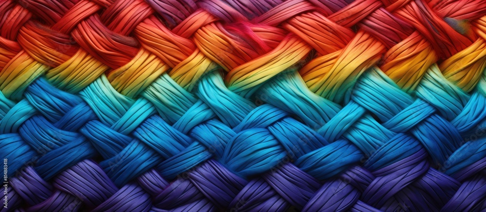 Poster a colorful embroidered design with vibrant braided floss leaving an open area for text placement. co