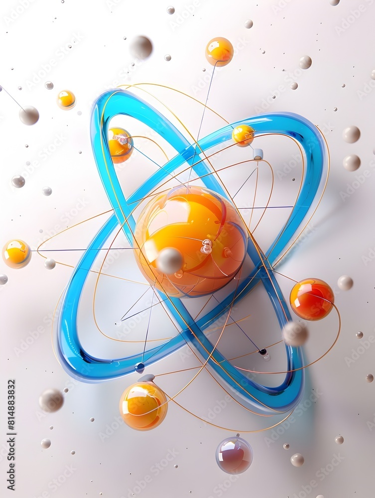 Poster atomic structure diagram illustrating bohr model of electron energy levels and transitions