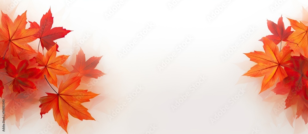 Poster an image featuring a border of maple leaves with empty space in the center for copy