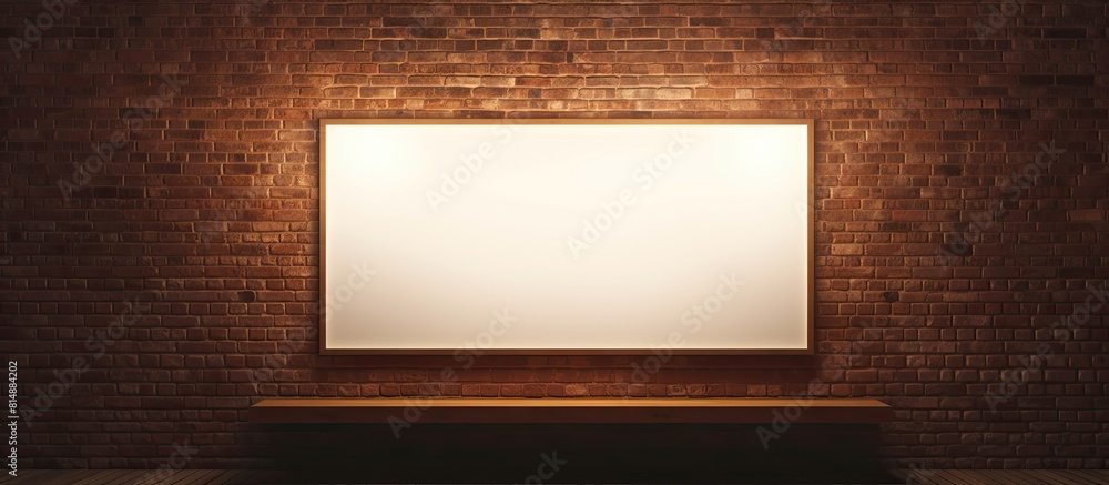 Poster a light box featuring an empty space surrounded by a brick wall serves as a marketing message templa