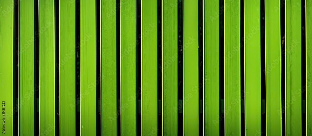 Poster abstract green metal fence with vertical picket design provides a visually appealing backdrop with a