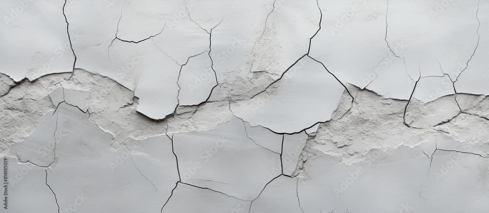Poster a cracked grey concrete surface displaying visible reinforcement providing ample copy space for imag