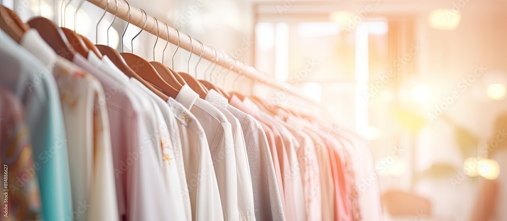 Poster idea concept of personal shopping in a clothes store with a blurred background copy space image