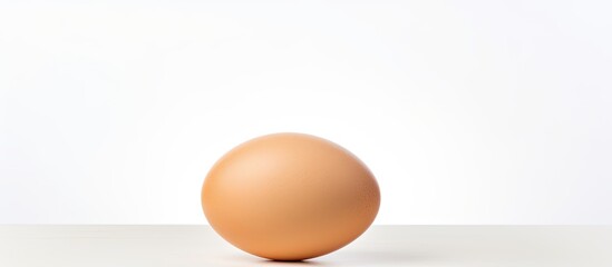 A copy space image of a chicken egg placed on a white background