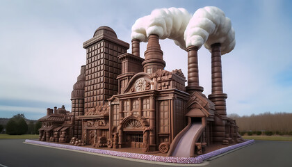 Fototapeta premium Whimsical Candy Wonderland: A Vibrant Town of Sweet Delights and Colorful Confectionery Creations