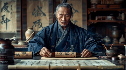 Japanese anthropologist researching the art of calligraphy in Japanese culture