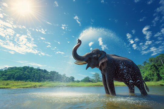 An Asian elephant in its natural habitat