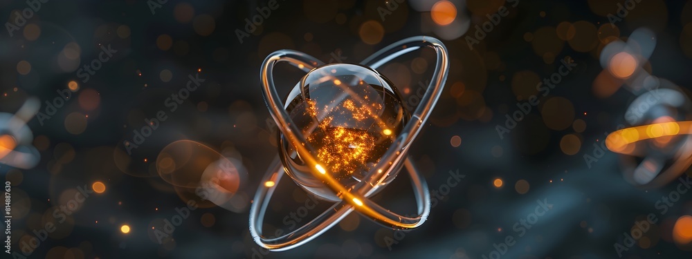 Poster visualizing the atomic structure of a lithium atom through a 3d rendered