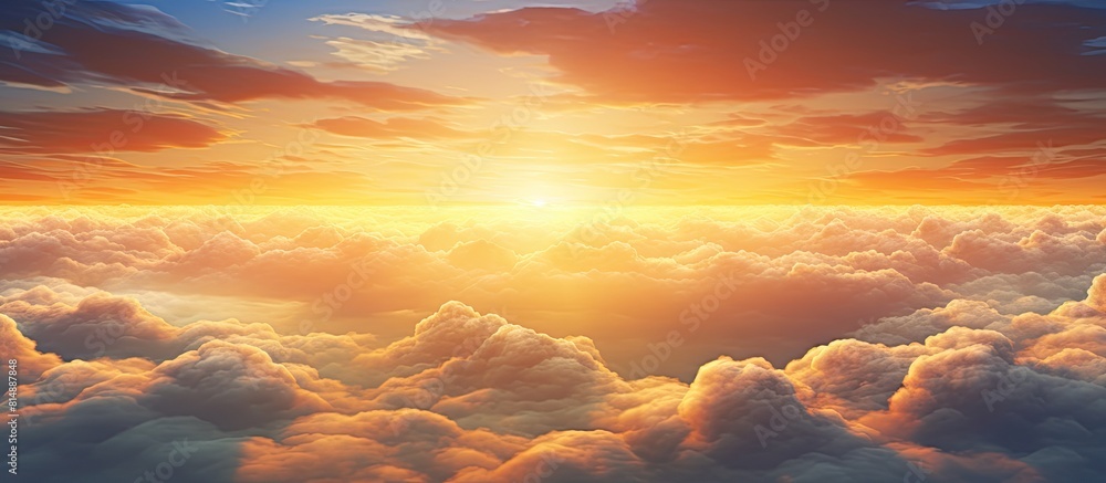 Poster the setting sun hides behind the clouds creating ample space for your design in your work