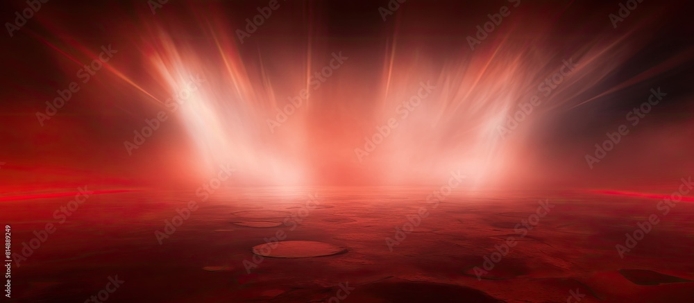 Poster a surreal red backdrop featuring a combination of radiant lights and mist in the air leaving ample e
