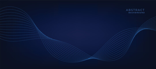 Abstract vector modern background with blue wavy lines and particles. Technology backdrop.