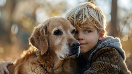 A Boy with Autism Playing with Therapy Dog   Showcasing Joy, Support, and Comfort