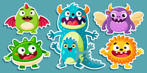 Fototapeta premium Stickers monsters for kids