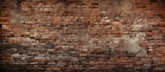 The weathered brick wall provides a rustic backdrop while the surrounding area offers ample copy space for an image