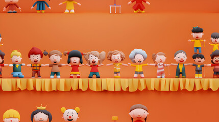 Joyful Inclusion: Children with Disabilities Delight in Puppet Show   Concept Illustrating Shared Happiness and Inclusion Among Diverse Group of Kids with Disabilities in a Photo R