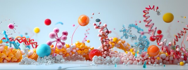 Colorful Molecular Infographic Highlighting Cellular Biomolecular Structures and Functions
