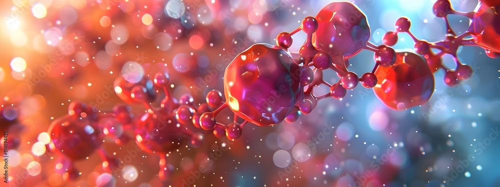 Poster molecular model depicting cholesterol structure in digital 3d rendering