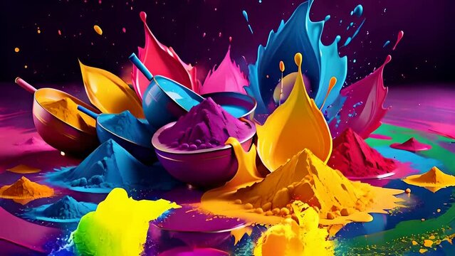 Indian festival Holi background. splashes color powder