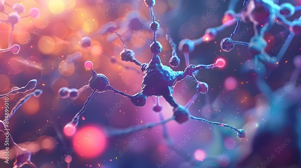 Aufkleber captivating rendering of a neurotransmitter molecule illustrating synaptic transmission