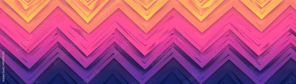 Poster zigzag lines pattern with color gradient on a purple background