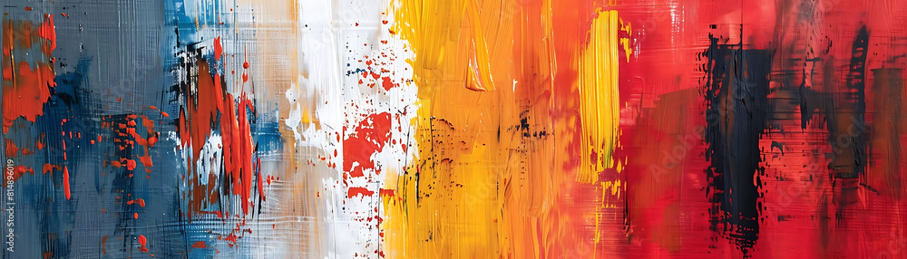 Poster abstract art painting featuring a colorful array of shapes and sizes, including a triangle, a square