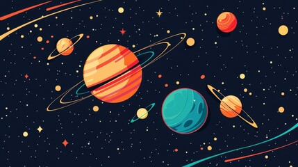 Galaxy illustration flat design top view space exploration theme cartoon drawing Complementary Color Scheme