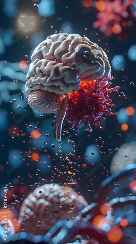 Aufkleber brain function and memory infographic 3d rendered digital art depicting cognitive effects of