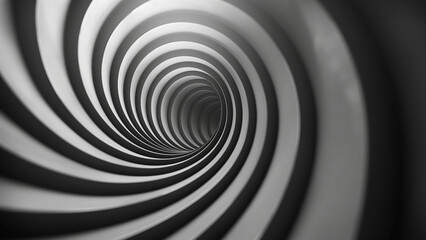 Fototapeta premium Mesmerizing Black and White Hypnotic Spiral Tunnel Illustration, Modern Design Usage and Abstract Art Projects! 8K Wallpaper High-resolution