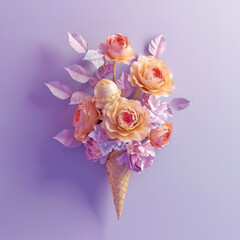 Floral Ice Cream Cone