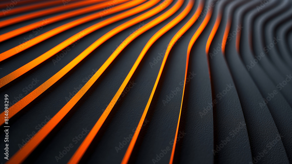 Poster abstract orange lines overlapping on a black textured surface, perfect for modern and minimalistic d