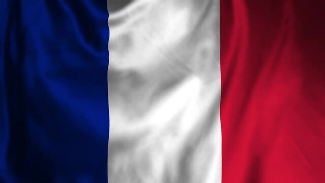 Realistic close up silk flag of France highly detailed fabric texture waving in the wind