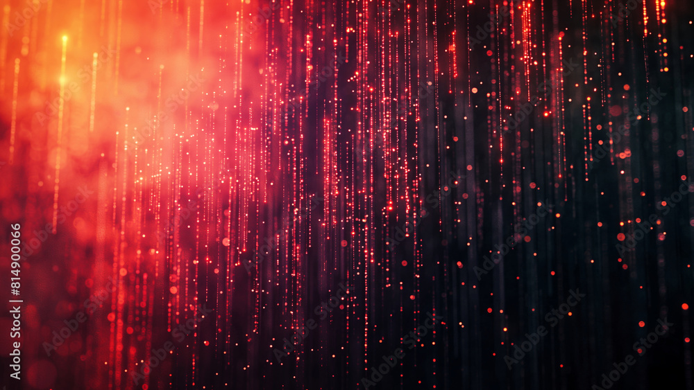 Poster abstract digital rain: futuristic technology background with falling code in red and black 8k wallpa