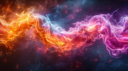 Dynamic Swirl of Fire and Smoke on Black Background
