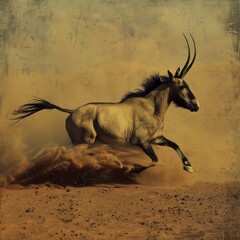 Oryx Galloping Desert