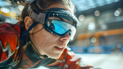 Empowering Inclusion: Photo Realistic Image of a Girl with Visual Impairment Excelling in Goalball,...
