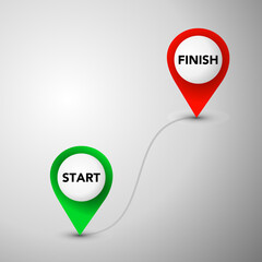 Two pointers with text start and finish - Vector