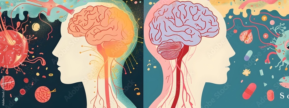 Poster infographic comparing hormone influences on brain cognition and function
