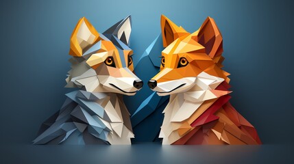 Twoheaded dog flat design side view mythical theme Splitcomplementary color scheme