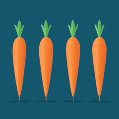 4 equal-aligned carrot vectors taken from different angles stock illustration vector