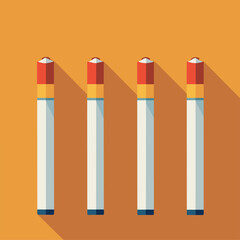 4 equal-aligned cigarette vectors taken from different angles stock illustration vector