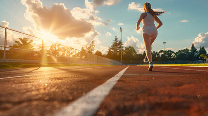 Dynamic Girl with Hearing Impairment Running Track Race   Determination  Inclusion Photo Stock with High Quality Detail