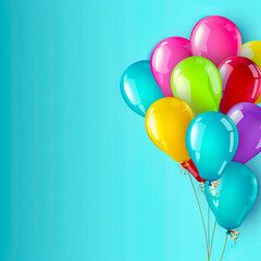 Naklejka premium A bunch of colorful balloons on a blue background.
