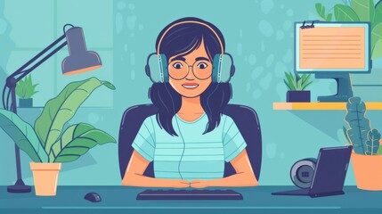 Illustration of a podcast fan joining a subscription service for exclusive content